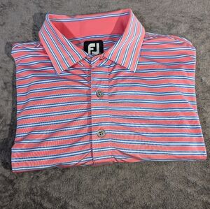 FootJoy Elmhurst Country Club Striped S/S Polo Shirt (Mens L) Pink/Blue